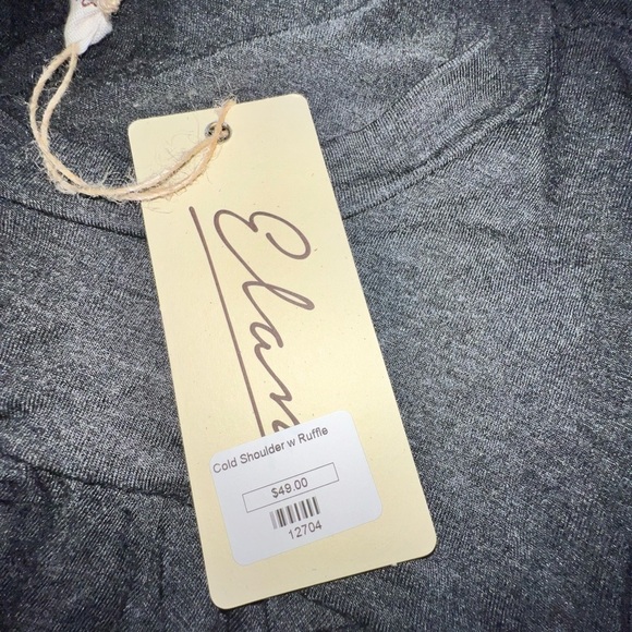 NWT Elan Women’s Large Gray Ruffle Long Sleeve Cold Shoulder Blouse Top MD1726 L - Picture 12 of 12